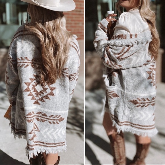 Shop_Fig Sweaters - New Aztec Tribal Boho Western Ski Montana Cardigan Sweater Southwest Coat